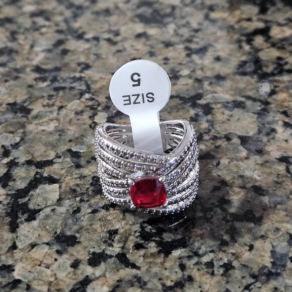 Bomb Party RBP7745 "She's Pure Glamour" Ruby Fused with Genuine Quartz Sz 5 - Picture 2 of 5